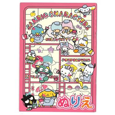 Imagem de Yamanoshigyo Personagens Sanrio, Hello Kitty, Kuromi, My Melody, Cinnamoroll, Pompompurin, Little Twin Stars, Pochacco Livro de Colorir 32 Páginas para Colorir 14,7 cm x 21 cm Tamanho A5
