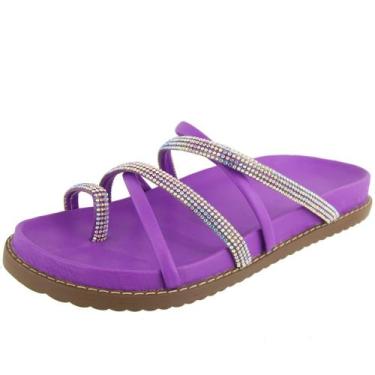 Imagem de Sandália Feminina Papete Dedo Tiras Brilho - s/marca, Iris, Furtacor, 
