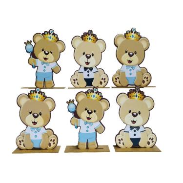 Imagem de Kit Display de Mesa 6 Peças Para Festa Ursinho mdf
