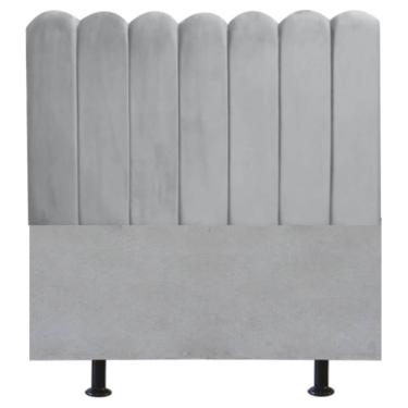 Imagem de Cabeceira Nuvem Cama Solteiro 90 cm Alanis Suede Cinza Claro
