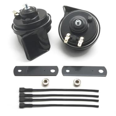 Imagem de Buzina de carro, buzina automotiva universal super alta de 12 V, à prova d'água, baixa e alta em dois tons, adequada para qualquer veículo de 12 volts, caminhonete, embarcação, kit de substituição