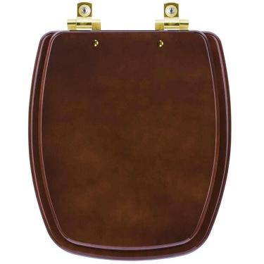 Imagem de Assento Sanitário Soft Close Stylus Marrom Degrade para vaso Celite com Ferragem Dourada