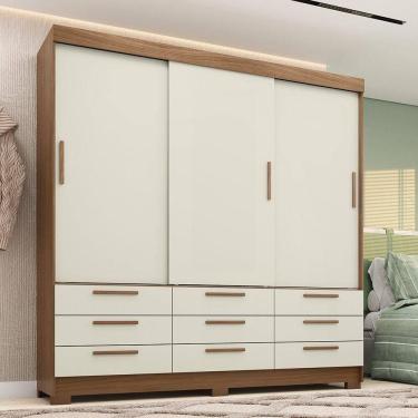 Imagem de Guarda-roupa Casal 194,40 3 Pt 9 Gv Dante Estilo Mm Jatoba/areia