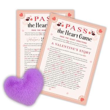 Imagem de NYCTUG Jogo Pass The Heart para o Dia dos Namorados, 2 cartas de jogo esquerda-direita e 1 coração fofo, jogo em grupo e lembrancinha de festa (lavanda) - A06