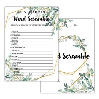 Imagem de Jogos de festa de inauguração de casa, confusão de palavras, Greenery New Home, New House, cartas de jogos de festa para proprietários novos, 30 folhas cada pacote