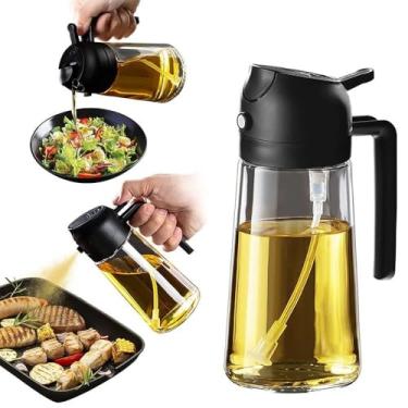 Imagem de Spray e Dosador de Azeite 2 em 1 Borrifador Galheteiro 500ml para Óleo Vinagre Molhos e Temperos Controle Preciso para Saladas Churrasco Air Fryer Frituras Elegante Prático Econômico Saudável Versátil
