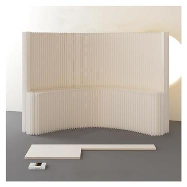 Imagem de Biombos e Divisórias Divisória De Ambiente Portátil Dobrável Com Tela De Privacidade E Prateleira, Divisória De Parede Flexível Para Decoração De Casa/escritório/loja/salão De Beleza/eventos(400x180x4