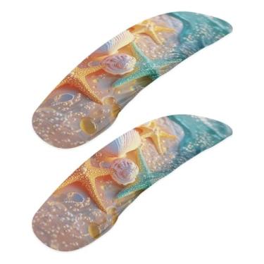 Imagem de SAJJWHHR Capas de descanso de braço para cadeira de escritório com estampa de estrela-do-mar, capas removíveis para descanso de braço para cadeiras de escritório elásticas