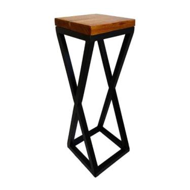 Imagem de Banqueta Alta Assento Madeira Mark X de Metal para Balcão Bancada Cozi