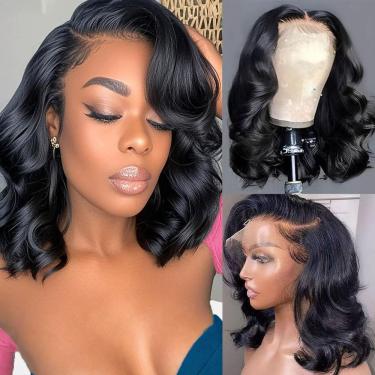 Imagem de Peruca Aolisox Bob 25 cm, cabelo humano, 200 densidades, renda frontal
