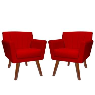 Imagem de Kit 02 Poltronas Decorativa Clinicas Iza Dritex suede Vermelho