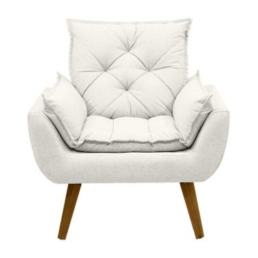 Imagem de Poltrona Opala Conforto Aconchego Tecido Linho E Pés Palito Crú
