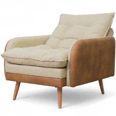 Imagem de Poltrona Conflex Inglaterra reclinável em 3 posições em tecido linho bege corano caramelo 