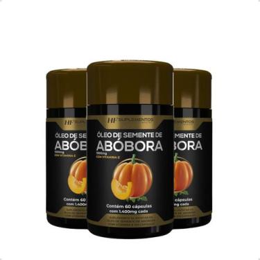 Imagem de 3x OLEO DE SEMENTE DE ABOBORA 1400MG 60CAPS HF SUPLEMENTOS