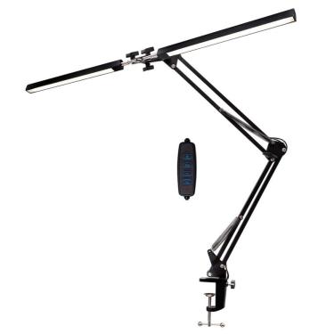 Imagem de Luminária Mesa Dupla Led 3 Cores Articulada Com Base E Garra Giratoria 360° Preto