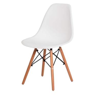Imagem de Cadeira Charles Eames Eiffel Branca - Design Icônico com Base de Madeira e Conforto Escritex