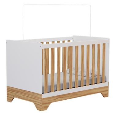 Imagem de Berço Americano Popy Retrô 3 Em 1 Branco Brilho/amêndoa - Móveis Peroba