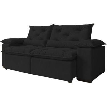 Imagem de Sofá Retrátil Reclinável Porto Veludo Preto 1,80 M