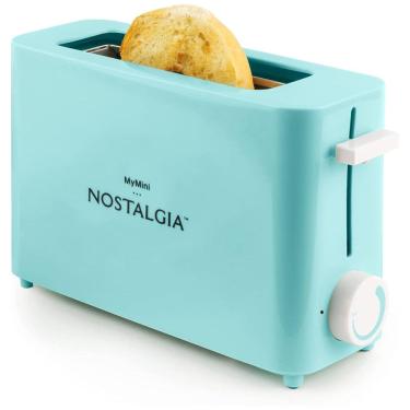 Imagem de Torradeira Eletroca Retrô 1 Fatia com Controle de Temperatura e Função Descongelar, 110v, NOSTALGIA My Mini, Azul