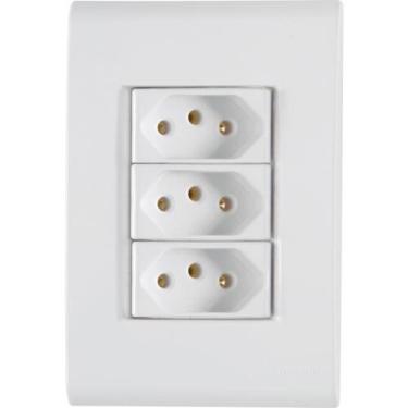 Imagem de Conjunto 4x2 com 3 Tomadas 2P+T 20 A 250 V Tramontina Liz Branco
