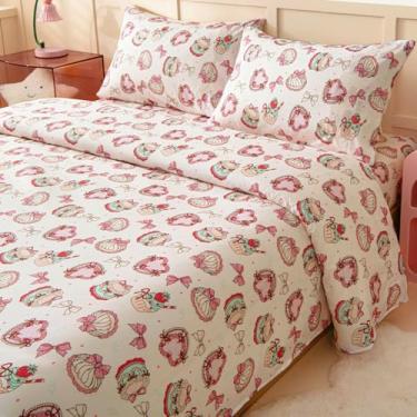 Imagem de Jogo de lençol solteiro para crianças, meninas, jogo de cama de 3 peças para crianças, roupa de cama de microfibra macia escovada, bolso profundo, resistente a rugas e desbotamento, bolos