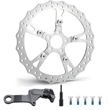 Imagem de MoKitDora Disco de freio traseiro de 33 cm para Harley 2018-2024 Softail Low Rider FXST 114 Street Fat Bob Boy Heritage Classic Sport Glide FLSB Breakout 114 FXBRS Deluxe FXBB polido à mão, cromado