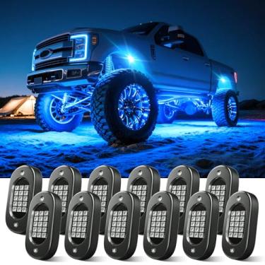 Imagem de Honalia Luzes LED Rock para caminhões 12 cápsulas, luzes RGB para caminhões com modo de música de controle de aplicativo, kits de luz neon para carrinho de golfe UTV ATV RZR