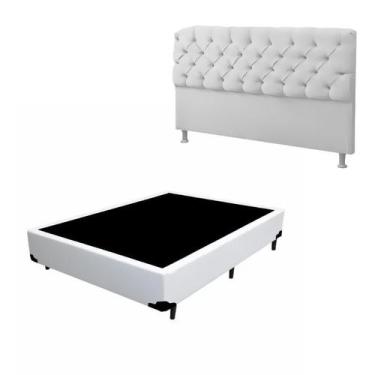 Imagem de Cama Box Casal 138x188 cm Com Cabeceira Branca  Conjunto Completo - Fá