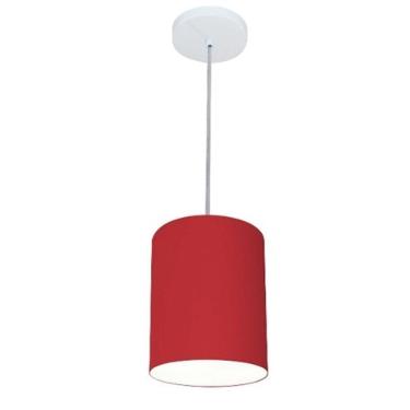 Imagem de Lustre Pendente Cilíndrico Md-4012 Cúpula Em Tecido 18x25cm Bordo - Bivolt