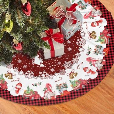 Imagem de Saia xadrez buffalo, árvore de Natal, 122 cm, tapete de árvore de Natal, decoração de inverno