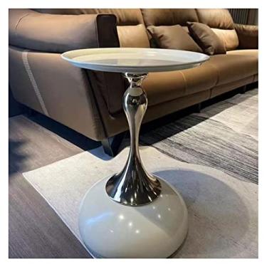 Imagem de Mesa de centro de design simples de 38 x 54 cm, mesa lateral redonda, mesa de canto para sala de estar, cabeceira, mesa de centro pequena e moderna para espaços pequenos, mesa lateral minimalista de