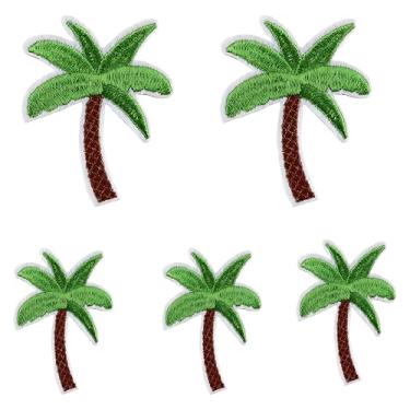 Imagem de 5 peças de apliques de ferro para praia, coqueiro, bordado, aplique de costura, acabamento e enfeites, apliques bordados para roupas, chapéus, bolsas, artesanato