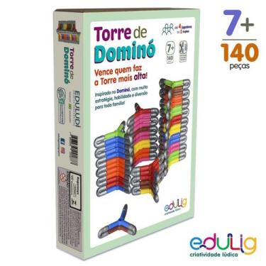 Imagem de Jogo Torre de Equilibrar Dominó Edulig - 28 módulos montados e desmont