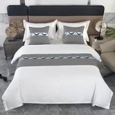 Imagem de WMLTZFUS Cachecol de cama tecido jacquard Bed Runner - Protetor decorativo reversível para os pés da cama, ideal para suítes master, decoração de casamento, encenação - cinza claro ||1 fronha de 50 x