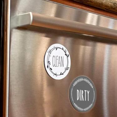 Imagem de 2 peças de sinal magnético de dupla face - indicador limpo/sujo da lava-louças, ímã universal de geladeira e eletrodoméstico, forte e livre de arranhões (preto + branco)