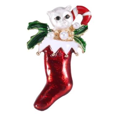 Imagem de 1 broche de Natal em forma de gato, acessório de roupa exclusivo para festas de fim de ano