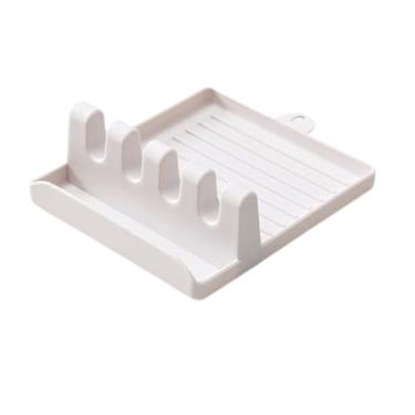 Imagem de Descanso de Talheres e Apoio de Tampa de Panela, Plástico Premium Multiuso; Bandeja Coletora, Organizador de Cozinha, Suporta até 4 Utensílios, Cores Sortidas