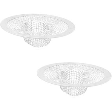Imagem de Coletor de ralo de cabelo para pia e banheira, 2 peças de coadores de ralo de pia e banheira de aço inoxidável, cesta para banheiro, lavanderia, chão, adequado para orifício de 7 cm