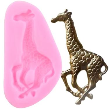 Imagem de Moldes de silicone para fondant de girafa para decoração de bolos faça você mesmo, topo de cupcake, pasta de goma de chocolate, doces, argila, polímero, conjunto de 1