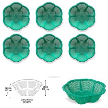 Imagem de Kit 6 Cesto Fruteira De Centro De Mesa Cor Verde Plástico