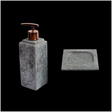 Imagem de Kit Banheiro Bancada Lavabo Luxo Em Pedra Sabão N02 Rosê