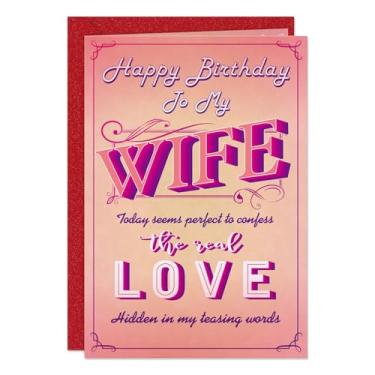 Imagem de Cartão de aniversário engraçado para esposa - Mensagem oculta romântica grossa cartões premium para esposas com envelope e adesivo de selo, surpresa emocional do marido