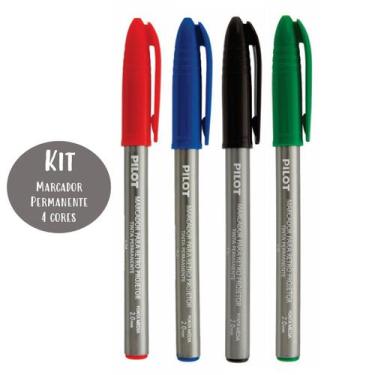 Imagem de Kit Canetas Marcador Permanente Retroprojetor 4 Cores Pilot 2.0mm Idea