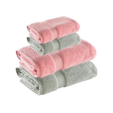 Imagem de Jogo de Toalhas Super Soft Zero Twist 4 Peças - Banhão e Rosto - 500g/m² - Toque Macio, Alta Absorção e Secagem Rápida - Altihaus (Verde/Rosa)
