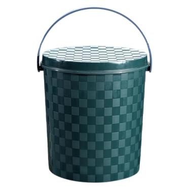 Imagem de Balde portátil multiuso com tampa – 24,4 cm de diâmetro, 28 cm de altura – Material PP durável – Suporta até 200 kg – Armazenamento, banho, transporte de água e assento de banco (1, ciano escuro)