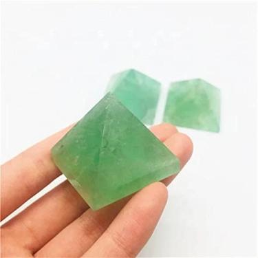Imagem de EFEMIR Cheio de textura 40 mm-45 mm 1 peça verde fluorita quartzo pirâmide pedras preciosas cristal colorido minério adequado para decoração de móveis (tamanho: 1 peça 40 mm)