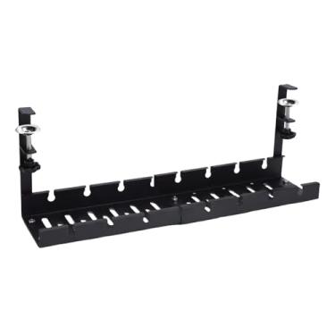 Imagem de Gerenciamento de cabos sob a mesa | Rack de cabos | Rack de fita de metal para sala de conferências, estação de jogos, suporte de TV, estúdio, cabeceira, mesa de jogos