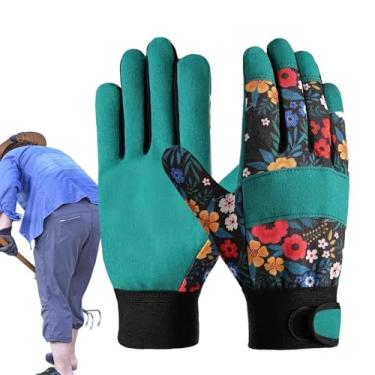 Imagem de Luvas de jardim – Luvas de plantio firmes antiderrapantes, luvas de trabalho à prova de perfuração com aderência segura para poda ao ar livre, plantio e armazém de pátio de trabalho