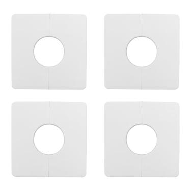 Imagem de LC LICTOP Placa de proteção de flange dividida de parede, 4 peças de orifício de 3,33 polegadas, tampa de tubo autoadesiva branca, tampa de torneira quadrada ABS de 8,38 cm, decoração de orifício de