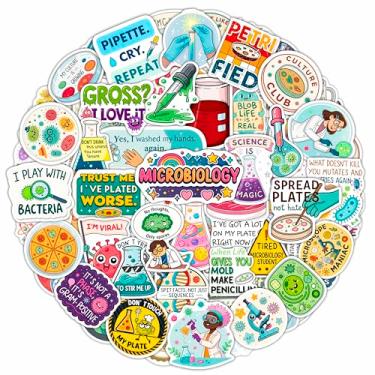 Imagem de 100 peças de adesivos engraçados de vinil de microbiologia para garrafa de água, laptop - adesivos de biologia nerd - presentes de microbiologia, lembrancinhas de festa - presente para mulheres e